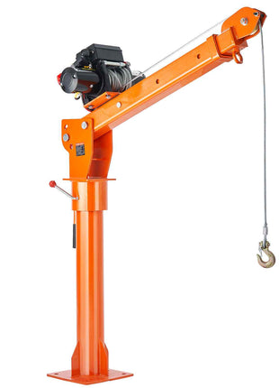 Electric Pickup Truck Crane, 2200 lbs, Folding Truck-Mounted Bed Crane with Electric Winch 6000 lbs, Steel Pickup Truck Jib Crane Hoist 360° Swivel for Lifting Goods in Construction, Factory