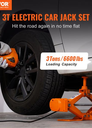 Electric Car Jack, 3 Tons /6600 lbs Scissor Jack with Electric Impact Wrench, 12V Car Jack with Double Saddles with Remote Control, Portable Car Jack Lifting for Sedan, SUV, Truck Tire Change