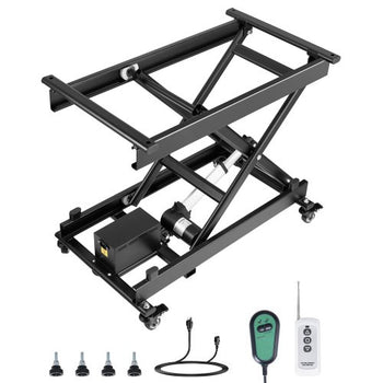 Electric Lift Table, 330 lbs Capacity Single Scissor Lift Table, 8 - 28 in Height Adjustable Lifting Platform, Coffee Table lift with 4 Wheels, for Material Handling and Transportation, Black