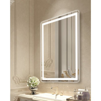 LED Bathroom Mirror, 28" x 36" LED Bathroom Vanity Mirror with Frontlit and Backlit, Anti-Fog Memory Mirror with Lights, Stepless 3 Colors Temperature Dimmable Bathroom Mirror, Wall Mounted