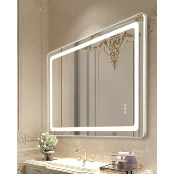 LED Bathroom Mirror, 32" x 48" LED Bathroom Vanity Mirror with Frontlit and Backlit, Anti-Fog Memory Mirror with Lights, Stepless 3 Colors Temperature Dimmable Bathroom Mirror, Wall Mounted