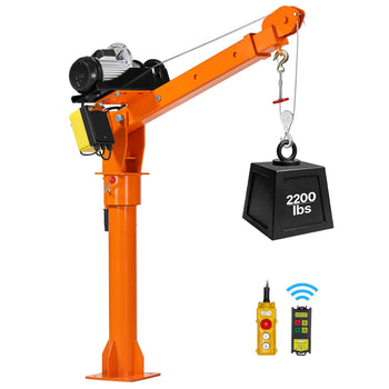 Electric Truck Crane, 2200 lbs Pickup Truck Crane with 2200 LBS Electric Hoist, 360° Rotating Telescopic Boom, Premium Galvanized Steel, Foldable Pickup Bed Jib Hoist for Machine Lumber Lifting