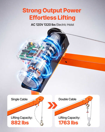 Electric Truck Crane, 1100 lbs Pickup Truck Crane with PA800 Electric Hoist, 360° Rotating Telescopic Boom, Premium Galvanized Steel,Foldable Pickup Bed Jib Hoist for Machine Lumber Lifting