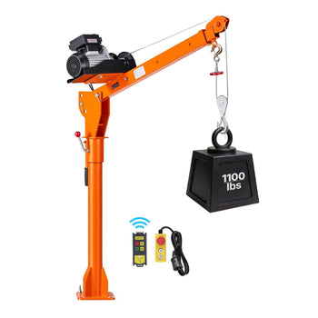 Electric Truck Crane, 1100 lbs Pickup Truck Crane with PA800 Electric Hoist, 360° Rotating Telescopic Boom, Premium Galvanized Steel,Foldable Pickup Bed Jib Hoist for Machine Lumber Lifting