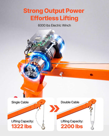 Electric Truck Crane, 2200 lbs Pickup Truck Crane with 12V 6000 lbs Electric Winch, 360° Rotating Telescopic Boom, Premium Galvanized Steel, Foldable Pickup Bed Jib for Machine Lumber Lifting