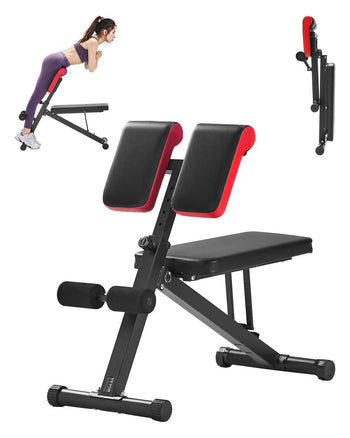Multi-Functional Weight Bench for Full Body Workout, Roman Chair Hyperextension Bench, 330 lbs Adjustable & Foldable Equipment for Back Arm Core Ab Workout, Sit Up Exercise Machine for Home Gym