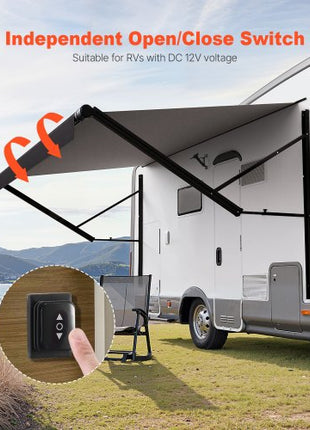 Motorized RV Awning Complete Kit, 18' Retractable Awning with Aluminum Alloy Frame, Outdoor Trailer Awning, Fit for Most RVs(Black Fade)