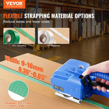 Electric Strapping Machine, for 0.35"-0.63" PP PET Straps, Portable Electric Banding Tool with Digital Display, 2 x 5000mAh Battery Powered Automatic Strapping Tool for Packaging Box Pallet