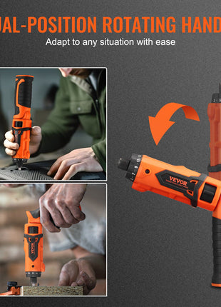 VEVOR dual-position rotating handle tool in orange and black, designed for versatile use in various DIY projects.