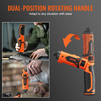VEVOR dual-position rotating handle tool in orange and black, designed for versatile use in various DIY projects.