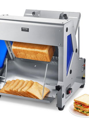 Electric Bread Slicer, 370W Bread Slicing Machine, Die-Cast Aluminum Countertop Bread Cutter Machine for 12mm Slice Thickness, Commercial & Home Use for Bakeries Restaurants, 120V