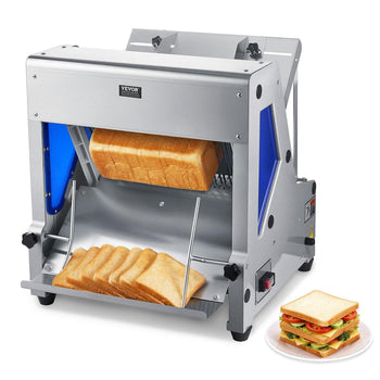 Electric Bread Slicer, 370W Bread Slicing Machine, Die-Cast Aluminum Countertop Bread Cutter Machine for 12mm Slice Thickness, Commercial & Home Use for Bakeries Restaurants, 120V