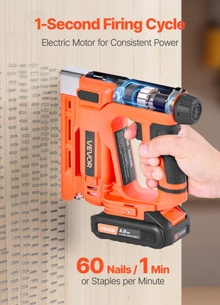 Cordless Brad Nailer, 2-in-1 Nail Gun Staple Gun, 18 Gauge 5/8 inch, Includes 1000 Pcs Staples and 1000 Pcs Nails, with Battery and Charger, Non-Slip Rubber Grip, for Woodworking DIY Projects