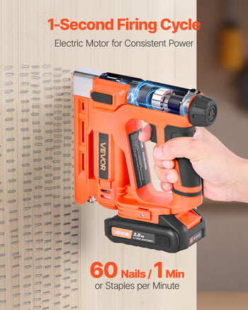 Cordless Brad Nailer, 2-in-1 Nail Gun Staple Gun, 18 Gauge 5/8 inch, Includes 1000 Pcs Staples and 1000 Pcs Nails, with Battery and Charger, Non-Slip Rubber Grip, for Woodworking DIY Projects