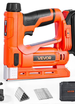 Cordless Brad Nailer, 2-in-1 Nail Gun Staple Gun, 18 Gauge 5/8 inch, Includes 1000 Pcs Staples and 1000 Pcs Nails, with Battery and Charger, Non-Slip Rubber Grip, for Woodworking DIY Projects