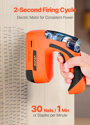 Cordless Brad Nailer, 2-in-1 Nail Gun Staple Gun, 18 Gauge 5/8 inch, Battery Powered, with 1000 Pcs Staples and 1000 Pcs Nails, Non-Slip Rubber Grip, for Woodworking, Carpentry and DIY Projects