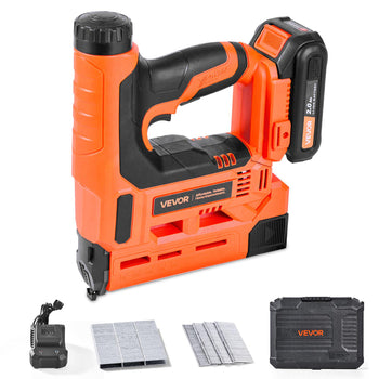 Cordless Brad Nailer, 2-in-1 Nail Gun Staple Gun, 18 Gauge 1-1/4 inch, Includes 500 Pcs Staples and 500 Pcs Nails, with Battery and Charger, Non-Slip Rubber Grip, for Woodworking DIY Projects