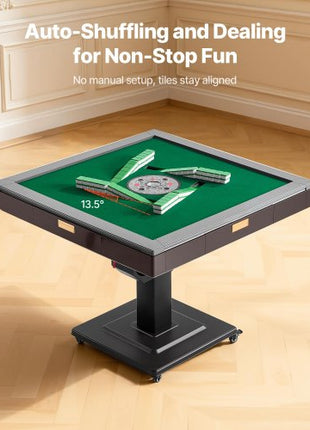 Automatic Mahjong Table with Wheels, 2 Sets of 40 mm Tiles (164 Pcs), Roller Coaster Style Mahjong-Table, Foldable and Automatic Shuffler, for Home, Outdoor Leisure & Gifts for Mahjong Players