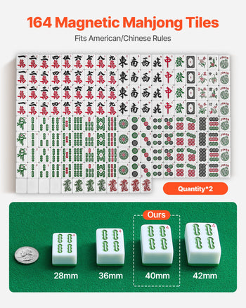 Automatic Mahjong Table with Wheels, 2 Sets of 40 mm Tiles (164 Pcs), Roller Coaster Style Mahjong-Table, Foldable and Automatic Shuffler, for Home, Outdoor Leisure & Gifts for Mahjong Players