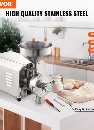 Soybean Grinder Commercial Grinding Machine for Spices 2200W Corn Mill Grinder 50 KG/H Stainless Steel Corn Grinder Industrial Flour Milling Machine for Pepper Soybean Peanut Corn Grains