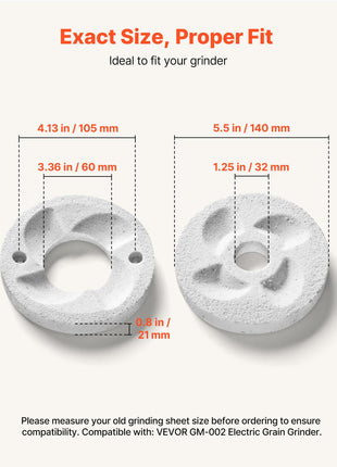 2PCS Grinding Sheets for Electric Grain Mill Grinder, Marble Dry & Wet Grinding Discs, Replacement Grinding Plates Compatible with  GM-002 Corn Spice Mill Grinder