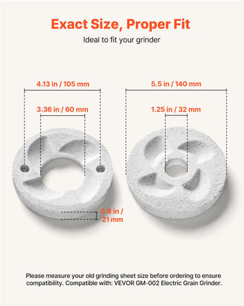 2PCS Grinding Sheets for Electric Grain Mill Grinder, Marble Dry & Wet Grinding Discs, Replacement Grinding Plates Compatible with  GM-002 Corn Spice Mill Grinder