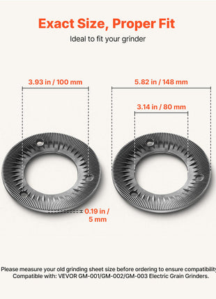 2PCS Grinding Sheets for Electric Grain Mill Grinder, Cast Iron Dry Grinding Discs, Replacement Grinding Plates Compatible with  GM-001, GM-002, GM-003 Corn Spice Mill Grinder