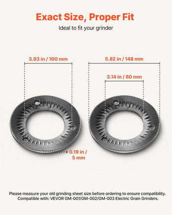 2PCS Grinding Sheets for Electric Grain Mill Grinder, Cast Iron Dry Grinding Discs, Replacement Grinding Plates Compatible with  GM-001, GM-002, GM-003 Corn Spice Mill Grinder