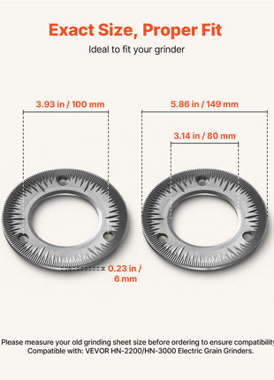 2PCS Grinding Sheets for Electric Grain Mill Grinder, Cast Iron Dry Grinding Discs, Replacement Grinding Plates Compatible with  HN-2200, HN-3000 Corn Spice Mill Grinder
