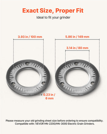 2PCS Grinding Sheets for Electric Grain Mill Grinder, Cast Iron Dry Grinding Discs, Replacement Grinding Plates Compatible with  HN-2200, HN-3000 Corn Spice Mill Grinder
