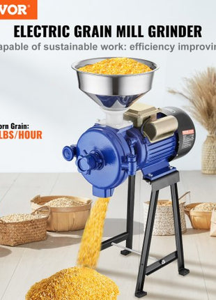 Electric Grain Mill Grinder, 3000W Spice Grinders, Commercial Corn Mill with Funnel, Thickness Adjustable Powder Machine, Heavy Duty Feed Flour Cereal Mill Wheat Grinders, Dry Grinder