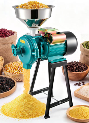 Electric Grain Mill Grinder, 110 lbs/H Commercial Spice Grinders, 1500W Cast Iron Pulverizer Powder Machine with Non-Slip Rubber Feet, for Dry Grains, Spices, Cereals, Coffee, Corn & Pepper