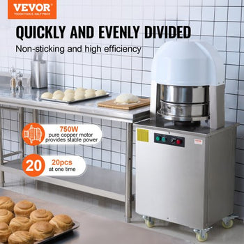 Electric Dough Divider, 20PCS Automatic Dough Dividing Cutting Machine, 2.12oz - 9.17oz Equal Dough Cutter with Pure Copper Motor and 304 Stainless Steel Tray, for Bakery, Restaurant