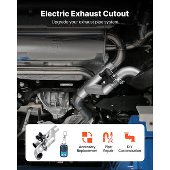 Electric Exhaust Cutout, 2.5 Inch Universal Stainless Steel Exhaust Valve Kit with One Controller Remote Kit, Cut Out Valve, Y Pipe, Remote Control & Box, Fits Trucks, Sedans, Sports Cars, SUVs