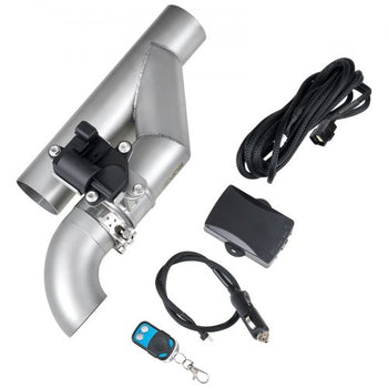 Electric Exhaust Cutout, 2.5 Inch Universal Stainless Steel Exhaust Valve Kit with One Controller Remote Kit, Cut Out Valve, Y Pipe, Remote Control & Box, Fits Trucks, Sedans, Sports Cars, SUVs