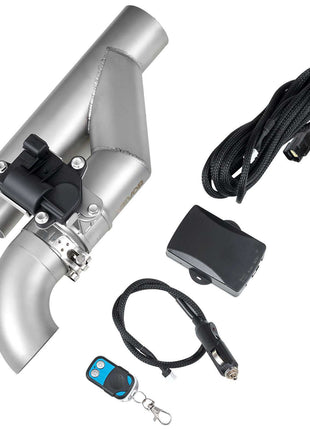 Electric Exhaust Cutout, 2.5 Inch Universal Stainless Steel Exhaust Valve Kit with One Controller Remote Kit, Cut Out Valve, Y Pipe, Remote Control & Box, Fits Trucks, Sedans, Sports Cars, SUVs