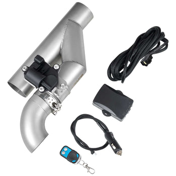 Electric Exhaust Cutout, 2.5 Inch Universal Stainless Steel Exhaust Valve Kit with One Controller Remote Kit, Cut Out Valve, Y Pipe, Remote Control & Box, Fits Trucks, Sedans, Sports Cars, SUVs