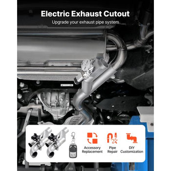 Electric Exhaust Cutout, 2.5 Inch 2PCS Universal Stainless Steel Exhaust Valve Kit with One Controller Remote Kit, Cut Out Valve, Y Pipe, Remote Control, Fits Trucks, Sedans, Sports Cars, SUVs