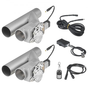 Electric Exhaust Cutout, 2.5 Inch 2PCS Universal Stainless Steel Exhaust Valve Kit with One Controller Remote Kit, Cut Out Valve, Y Pipe, Remote Control, Fits Trucks, Sedans, Sports Cars, SUVs