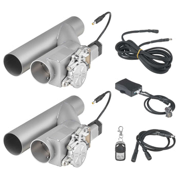 Electric Exhaust Cutout, 2.5 Inch 2PCS Universal Stainless Steel Exhaust Valve Kit with One Controller Remote Kit, Cut Out Valve, Y Pipe, Remote Control, Fits Trucks, Sedans, Sports Cars, SUVs