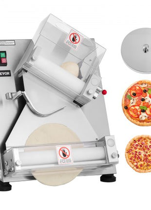 Pizza Dough Roller Sheeter, 3-14 Inch Automatic Stainless Steel Pizza Press, Commercial Electric 370W Pasta Maker Machine, 260 pcs Per Hour, Adjustable Thickness, with Dough Press Lid