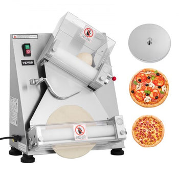 Pizza Dough Roller Sheeter, 3-14 Inch Automatic Stainless Steel Pizza Press, Commercial Electric 370W Pasta Maker Machine, 260 pcs Per Hour, Adjustable Thickness, with Dough Press Lid