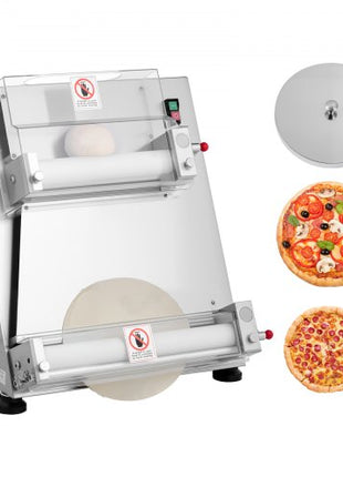 Pizza Dough Roller Sheeter, 3-16 Inch Semi-automatic Stainless Steel Pizza Press, Commercial Electric 390W Pasta Maker Machine, 260 pcs Per Hour, Adjustable Thickness, with Dough Press Lid