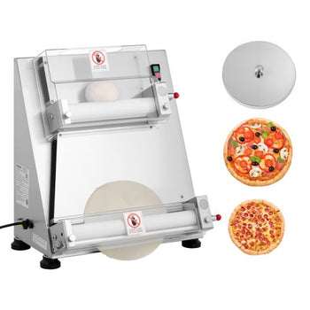 Pizza Dough Roller Sheeter, 3-16 Inch Semi-automatic Stainless Steel Pizza Press, Commercial Electric 390W Pasta Maker Machine, 260 pcs Per Hour, Adjustable Thickness, with Dough Press Lid