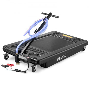Low Profile Oil Drain Pan, 17 Gallon Capacity, Rolling Oil Drain Pan with Electric Pump & 7.2 ft Hose, Leak-proof & Corrosion-resistant, Fit for Cars, SUVs, Trucks, Motorcycles, ATVs, Metal