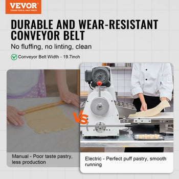 Commercial Dough Sheeter Machine, 19.7-Inch Reversible Puff Pastry Sheeter and Fondant Roller, Electric Dough Roller 0-1.4" Adjustable Thickness, Folding Dough Sheeter for Bakeries, Pastries