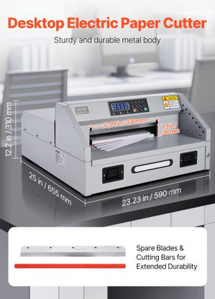 Electric Paper Cutter, 300W Heavy Duty Paper Cutter Machine 11.8 in / 330 mm Cutting Width, 1.5 in / 38 mm Cutting Thickness, Electric Guillotine Trimmer with Casters & Infrared Function