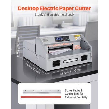 Electric Paper Cutter, 300W Heavy Duty Paper Cutter Machine 11.8 in / 330 mm Cutting Width, 1.5 in / 38 mm Cutting Thickness, Electric Guillotine Trimmer with Casters & Infrared Function