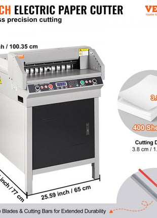 Electric Hydraulic Paper Cutter, Heavy Duty Paper Cutter Machine, 1.57 in / 40 mm Cutting Thickness, 18 in / 457.2 mm Cutting Width, Industrial Paper Trimmer with Button Control