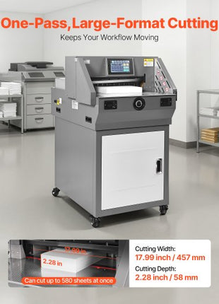 Electric Paper Cutter, Metal Programmable Paper Cutter Machine, 17.99 inch Cutting Width, 2.28 inch Cutting Thickness, Electric Hydraulic Guillotine Trimmer with Infrared Function & Spare Blade